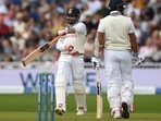 Ravindra Jadeja brings out the sword celebration upon reaching his half-century. (Getty Images) Ravindra Jadeja brings out the sword celebration upon reaching his half-century. (Getty Images)