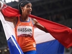 Sifan Hassan of Netherlands celebrates after winning the bronze medal in the Women's 1500m Final. (Getty Images) Sifan Hassan of Netherlands celebrates after winning the bronze medal in the Women's 1500m Final. (Getty Images)