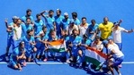 Indian players pose for group photographs as they celebrate their victory over Germany in the men's field hockey bronze medal match, at the 2020 Summer Olympics.(PTI) Indian players pose for group photographs as they celebrate their victory over Germany in the men's field hockey bronze medal match, at the 2020 Summer Olympics.(PTI)
