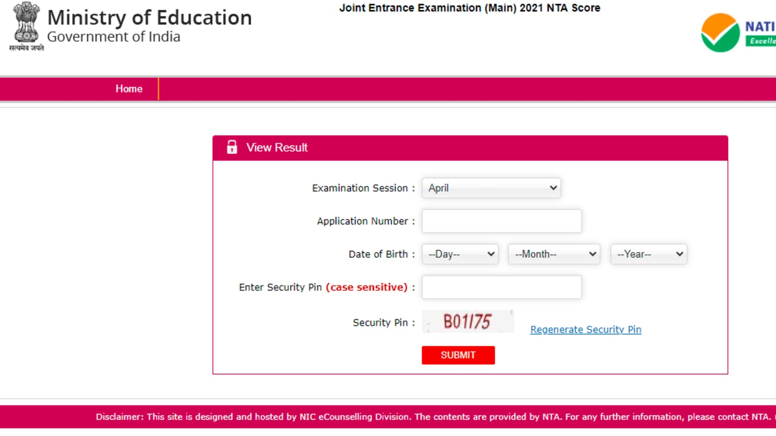 JEE main session 3 result declared at jeemain.nta.nic.in, direct link