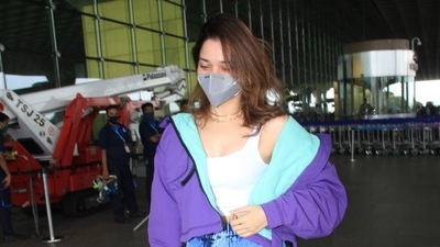 Tamannaah Bhatia at the Mumbai airport. Tamannaah Bhatia at the Mumbai airport.
