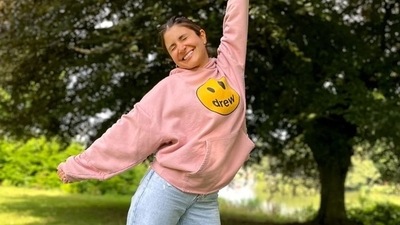 In another image, Anushka shared pictures of herself 'just casually posing' as she jokingly captioned, once again sticking to simple hoodies , jeans and sneakers but making it look couture. (Instagram) In another image, Anushka shared pictures of herself 'just casually posing' as she jokingly captioned, once again sticking to simple hoodies , jeans and sneakers but making it look couture. (Instagram)