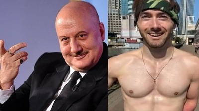 Anupam Kher met Matt Robertson in New Jersey. (Life Beyond Numbers) Anupam Kher met Matt Robertson in New Jersey. (Life Beyond Numbers)