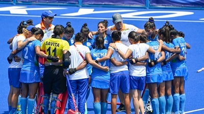 Tokyo: Indian players huddle after losing their women's field hockey bronze medal match against Great Britain, at the 2020 Summer Olympics, in Tokyo, Friday, Aug. 6, 2021. India lost the match 3-4. (PTI Photo/Gurinder Osan) (PTI08_06_2021_000121B) (PTI) Tokyo: Indian players huddle after losing their women's field hockey bronze medal match against Great Britain, at the 2020 Summer Olympics, in Tokyo, Friday, Aug. 6, 2021. India lost the match 3-4. (PTI Photo/Gurinder Osan) (PTI08_06_2021_000121B) (PTI)