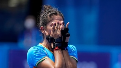 India's Udita reacts after losing to Britain during the women's field hockey bronze medal match at the 2020 Summer Olympics, Friday, Aug. 6, 2021, in Tokyo, Japan. Britain won 4-3. (AP Photo/John Locher) (AP) India's Udita reacts after losing to Britain during the women's field hockey bronze medal match at the 2020 Summer Olympics, Friday, Aug. 6, 2021, in Tokyo, Japan. Britain won 4-3. (AP Photo/John Locher) (AP)