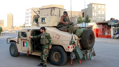 Afghan security personnel patrol after they took back control of parts of Herat city a fighting Taliban in Herat province, west of Kabul. (AP) Afghan security personnel patrol after they took back control of parts of Herat city a fighting Taliban in Herat province, west of Kabul. (AP)