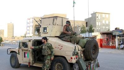 Afghan security personnel patrol after they took back control of parts of Herat city on August 6. (AP) Afghan security personnel patrol after they took back control of parts of Herat city on August 6. (AP)