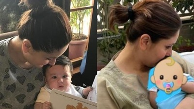 Kareena Kapoor has posted a picture combo featuring both her sons. Kareena Kapoor has posted a picture combo featuring both her sons.