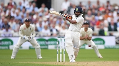 Rishabh Pant hits out on Day 3 of the Nottingham Test. (Getty Images) Rishabh Pant hits out on Day 3 of the Nottingham Test. (Getty Images)