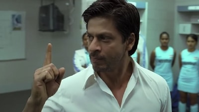 Shah Rukh Khan in a still from Chak De! India. Shah Rukh Khan in a still from Chak De! India.
