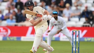 Openers Dom Sibley (in pic) and Rory Burns took England to 25/0 in their second innings before rain forced early stumps for the second day in a row. (Getty Images) Openers Dom Sibley (in pic) and Rory Burns took England to 25/0 in their second innings before rain forced early stumps for the second day in a row. (Getty Images)