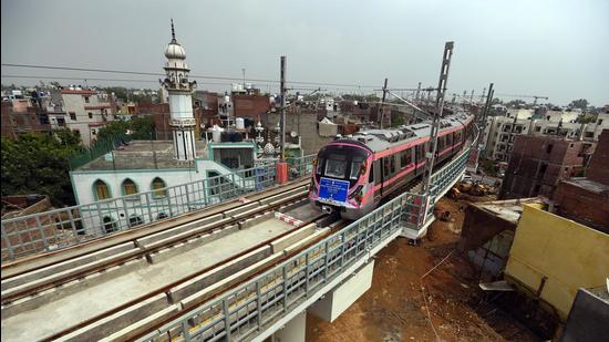 Delhi Metro's Pink Line is now the longest operational corridor of the network in the city. (Raj K Raj/HT Photo)