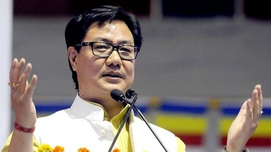 Kiren Rijiju told the gathering of India's move to launch e-Lok Adalat, a tool aimed at offering faster, transparent and accessible option to settle disputes. (File photo/HT)