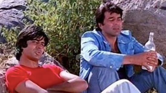 Amitabh Bachchan and Dharmendra in Sholay.