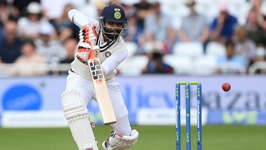 Ravindra Jadeja bats on Day 3 against England. (Getty Images)