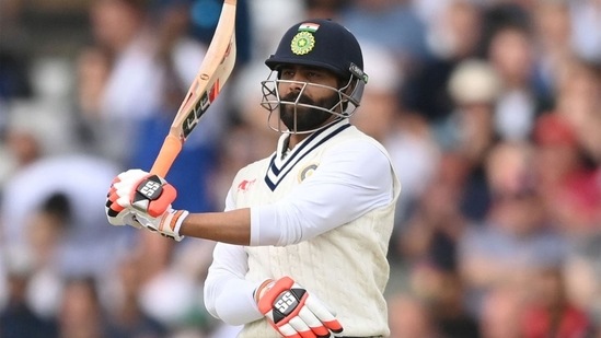 Ravindra Jadeja hit 56 off 81 balls and led India's lower order fightback. He and KL Rahul added 60 runs for the sixth wicket and put India into the lead.(Getty Images)