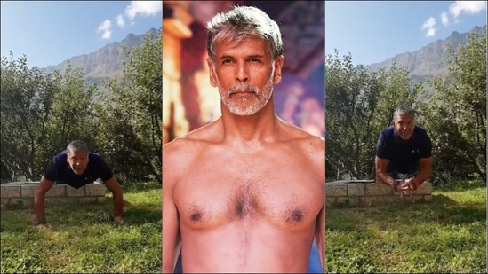 Milind Soman makes us yearn for a hilly getaway as he nails clap push-ups on a mountain(Instagram/milindrunning)