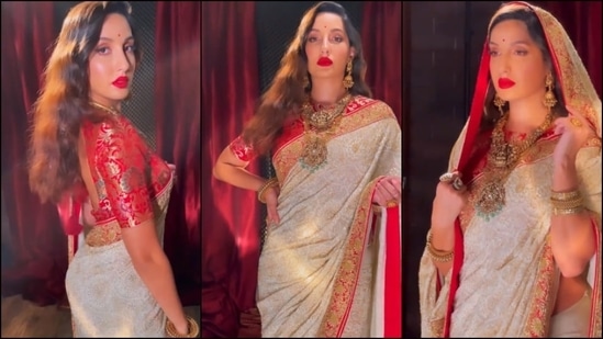 Buy Red Chikankari Saree for Women Online from India's Luxury Designers 2024