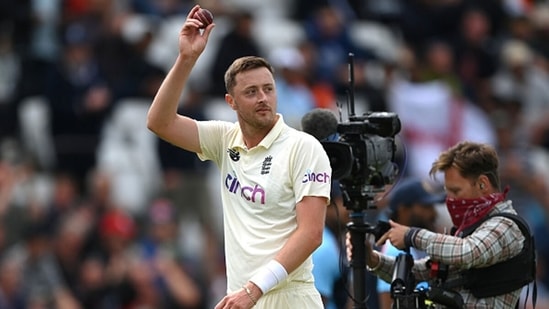 Ollie Robinson made a triumphant return to Test cricket, bagging a five-wicket haul (5/85). He dismissed Rohit Sharma, Rishabh Pant, Ravindra Jadeja, Mohammed Shami and Bumrah. (Getty Images)