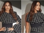Malaika Arora gives classic black dress a check print upgrade in  <span class='webrupee'>₹</span>72k bodycon outfit