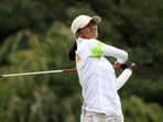 Aditi Ashok of India plays her shot from the eighth tee. (Getty Images) Aditi Ashok of India plays her shot from the eighth tee. (Getty Images)