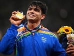 Gold medalist Neeraj Chopra of India stands on the podium during the medal ceremony. (Getty Images) Gold medalist Neeraj Chopra of India stands on the podium during the medal ceremony. (Getty Images)