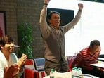 Sunil Gavaskar celebrates in joy watching Neeraj Chopra win a gold medal at the Tokyo Olympics. (Screengrab) Sunil Gavaskar celebrates in joy watching Neeraj Chopra win a gold medal at the Tokyo Olympics. (Screengrab)