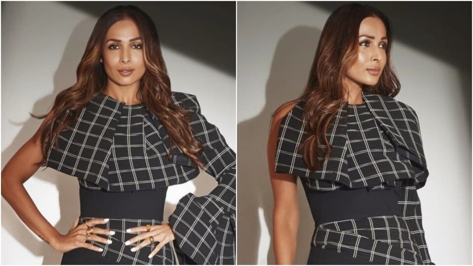 Malaika Arora gives classic black dress a check print upgrade in ₹72k bodycon outfit