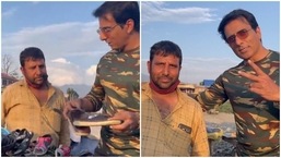 Sonu Sood poses with street vendor Shameem Khan