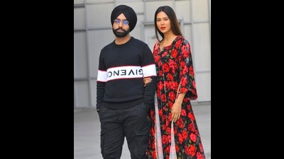 Punjabi actors Ammy Virk and Sonam Bajwa. (Keshav Singh/HT)