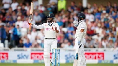 Ravindra Jadeja celebrates his half-century (Action Images via Reuters)