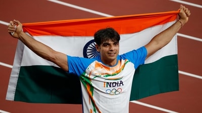 Tokyo 2020 Olympics - Athletics - Men's Javelin Throw - Final - Olympic Stadium, Tokyo, Japan - August 7, 2021. Neeraj Chopra of India celebrates after winning gold (REUTERS)