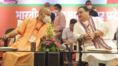 Uttar Pradesh chief minister Yogi Adityanath and BJP president JP Nadda at an event in Lucknow on Saturday. (HT Photo) Uttar Pradesh chief minister Yogi Adityanath and BJP president JP Nadda at an event in Lucknow on Saturday. (HT Photo)