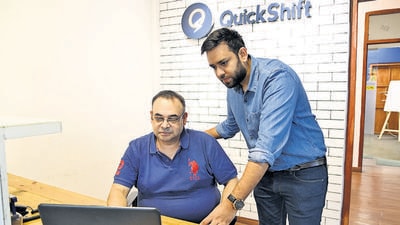 Prodipto Roy (L) and Anshul Goenka (R) at Quickshift office on Wakadewadi in Pune. (HT PHOTO) Prodipto Roy (L) and Anshul Goenka (R) at Quickshift office on Wakadewadi in Pune. (HT PHOTO)