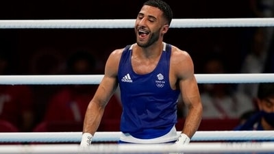 Britain's Galal Yafai after his men's flyweight 52-kg boxing gold medal match against Carlo Paalam of the Philippines (AP)