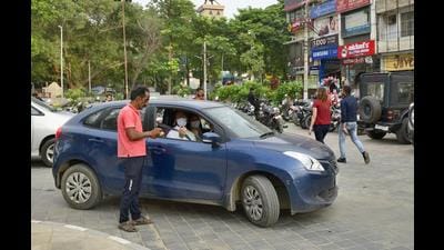 Paid parking contract for Sarabha Nagar market was recently awarded by MC after two failed attempts. (Harsimar Pal /HT)