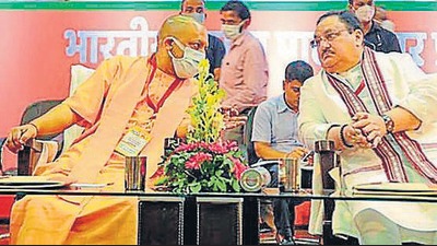 BJP president J P Nadda along with Uttar Pradesh chief minister Yogi Adityanath at a function in Lucknow on Saturday. (Deepak Gupta/HT Photo) BJP president J P Nadda along with Uttar Pradesh chief minister Yogi Adityanath at a function in Lucknow on Saturday. (Deepak Gupta/HT Photo)