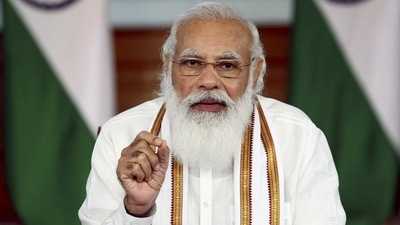 PM Modi also reiterated his call for ‘vocal for local’ initiative with a special focus on Khadi. (PIB/PTI Photo) (PTI) PM Modi also reiterated his call for ‘vocal for local’ initiative with a special focus on Khadi. (PIB/PTI Photo) (PTI)