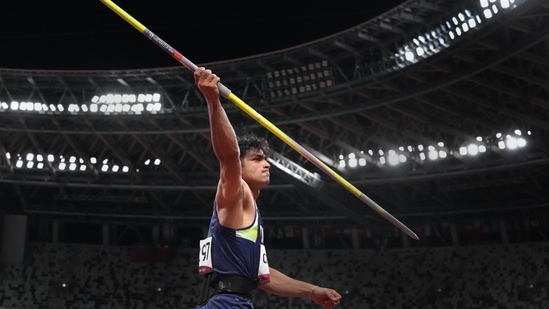 Tokyo: India's Neeraj Chopra competes in the final of the men's javelin throw event at the 2020 Summer Olympics, in Tokyo, Saturday, Aug. 7, 2021. Chopra became the first to win Athletics Gold for India ever.(PTI)