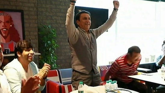 Sunil Gavaskar celebrates in joy watching Neeraj Chopra win a gold medal at the Tokyo Olympics. (Screengrab)