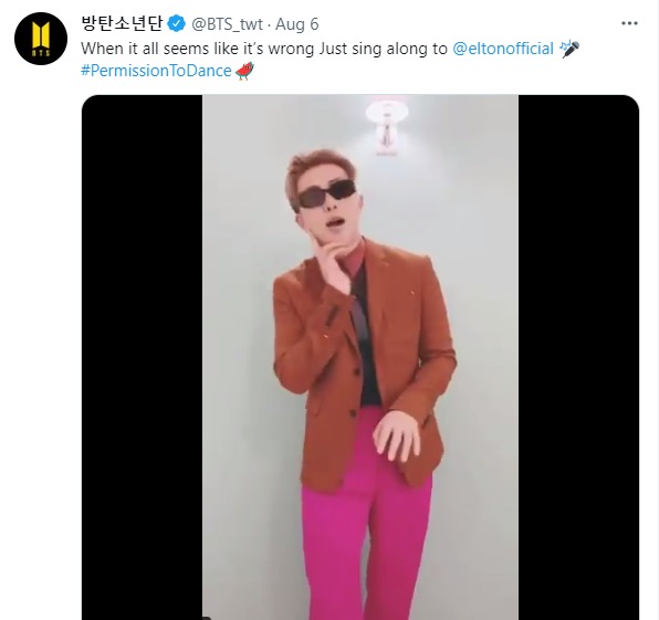 Earlier, BTS leader RM gave a shoutout to Elton John on Twitter.