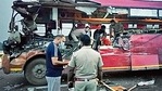 In one of the accidents, a bus hit a stationary truck on the Eastern Peripheral Expressway, killing one and injuring 19. (Sourced) In one of the accidents, a bus hit a stationary truck on the Eastern Peripheral Expressway, killing one and injuring 19. (Sourced)