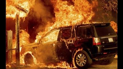 Three vehicles, including an open jeep, a Mahindra XUV 300 and a motorcycle, were damaged. (AP/for representation only)