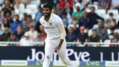India's Jasprit Bumrah reacts after bowling a delivery during the fourth day of first test cricket match between England and India, at Trent Bridge in Nottingham, England, Saturday, Aug. 7, 2021. (AP Photo/Rui Vieira) (AP) India's Jasprit Bumrah reacts after bowling a delivery during the fourth day of first test cricket match between England and India, at Trent Bridge in Nottingham, England, Saturday, Aug. 7, 2021. (AP Photo/Rui Vieira) (AP)