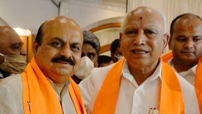File image of BS Yediyurappa with newly appointed Karnataka chief minister Basavaraj Bommai. (PTI) File image of BS Yediyurappa with newly appointed Karnataka chief minister Basavaraj Bommai. (PTI)