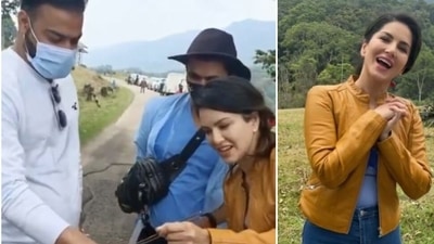 Sunny Leone was outdoors with her team. Sunny Leone was outdoors with her team.