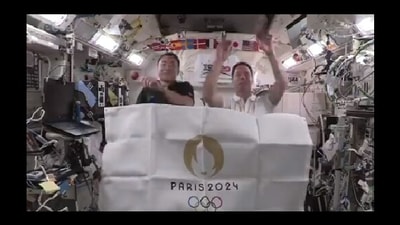 The image shows Japanese astronaut Akihiko Hoshide and French astronaut Thomas Pesquet. (Twitter@Thom_astro) The image shows Japanese astronaut Akihiko Hoshide and French astronaut Thomas Pesquet. (Twitter@Thom_astro)