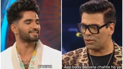 Zeeshan Khan’s shiny suit reminded Karan Johar of Ranveer Singh. Zeeshan Khan’s shiny suit reminded Karan Johar of Ranveer Singh.