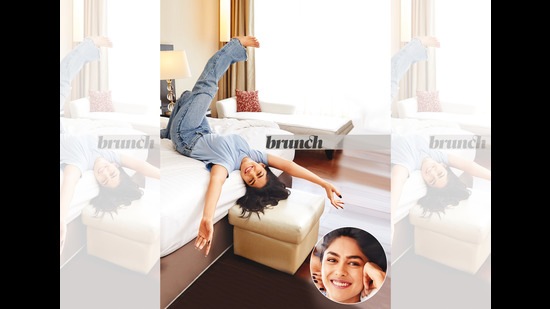 Mrunal poses in bed exclusively for this HT Brunch column; Location courtesy: Courtyard by Marriott, Mumbai (Vickky Idnaani)