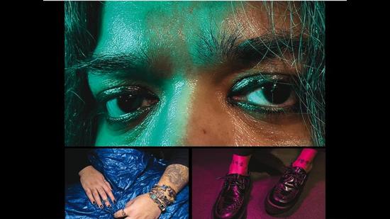 Kallol uses visible markers like jewellery, nail paint and tattoos to shape his unstructured genderless aesthetic Kallol uses visible markers like jewellery, nail paint and tattoos to shape his unstructured genderless aesthetic